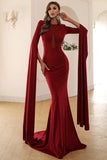 Mermaid Prom Dress Elegant Long Sleeve Sweep Train Evening Dress