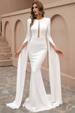 Mermaid Prom Dress Elegant Long Sleeve Sweep Train Evening Dress