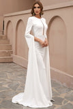 Mermaid Prom Dress Elegant Long Sleeve Sweep Train Evening Dress