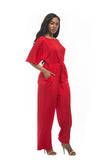 Short Sleeve Belted Jumpsuit FP6019