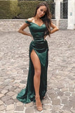 Mermaid Off the Shoulder V-Neck Evening Dress with High Split P1539