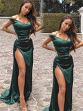 Mermaid Off the Shoulder V-Neck Evening Dress with High Split P1539