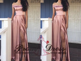 Off the Shoulder A Line Side Slit Long Prom Dress