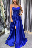 Fashion A Line High Slit Long Prom Dress Evening Gowns