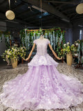 Ball Gown Lace Appliques Cap Sleeves Long Prom Dress Quinceanera Dress P1524