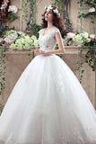 Ball Gown Tulle Sweetheart Open Back Lace up Lace Appliques Sequins Ivory Wedding Dress PW199