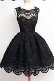 Elegant Knee-Length Black Teens Homecoming Dress