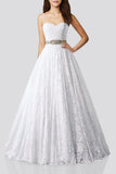 A-line Sweetheart Lace Wedding Dresses with Belt BO8