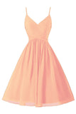 Spaghetti Straps A Line Chiffon Homecoming Dress with Pockets