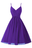 Spaghetti Straps A Line Chiffon Homecoming Dress with Pockets