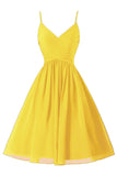 Spaghetti Straps A Line Chiffon Homecoming Dress with Pockets