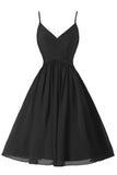 Spaghetti Straps A Line Chiffon Homecoming Dress with Pockets