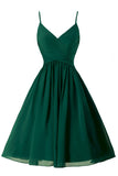 Spaghetti Straps A Line Chiffon Homecoming Dress with Pockets