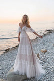 Gorgeous A-line Lace Tassels Long Wedding Dress