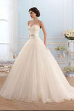 2017 White Tulle Sweetheart Strapless Open Back Ball Gown Sleeveless Floor-Length Wedding Dress PM753