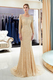 Mermaid Long Sleeve Beading Court Train Prom Dress WH110699