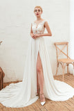 A Line Appliques Split Cap Sleeves Court Train Silk Prom Dresses Wedding Dresses