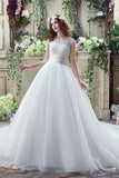 Ball Gown Strapless Appliques Lace Court Train Wedding Dress With Crystals WH30265