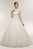 Gorgeous Ball Gown High Neck Sequins Ivory Lace Wedding Dress WH50639