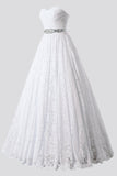 A-line Sweetheart Lace Wedding Dresses with Belt BO8