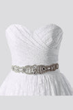 A-line Sweetheart Lace Wedding Dresses with Belt BO8