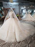 Princess Scoop Two Layers Ball Gown Wedding Dresses 3/4 Sleeves Wedding Gowns PW771