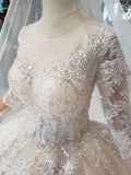 Princess Scoop Two Layers Ball Gown Wedding Dresses 3/4 Sleeves Wedding Gowns PW771