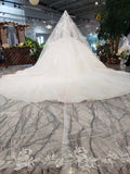 Princess Scoop Two Layers Ball Gown Wedding Dresses 3/4 Sleeves Wedding Gowns PW771