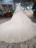 Princess Scoop Two Layers Ball Gown Wedding Dresses 3/4 Sleeves Wedding Gowns PW771