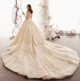 Elegant High Neck Ball Gown Wedding Dresses Short Sleeve Quinceanera Dresses PW773