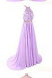 Halter Applique Open Back Long Chiffon Prom Dress Evening Dress PM490