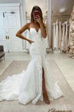 Mermaid Sweetheart Tulle Wedding Dress with Slit N123