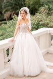 A-line Sweetheart Tulle Wedding Dress with Beading N095