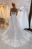 A-line Off the Shoulder Tulle Wedding Dress with Appliques N092