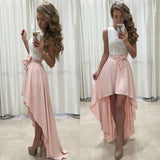 Sexy Pink High Low Sleeveless Chiffon Prom Dress