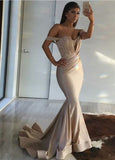 Mermaid Gold Sexy Off the Shoulder Floor Length Prom Dress