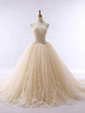 Chic Ball Gowns Strapless Sweetheart Tulle Lace up Modest Cheap Lace Long Prom Dresses uk PH326