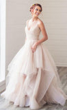 Gorgeous A Line V-Neck Spaghetti Straps Long Wedding Dress