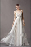 Awesome A-line V-neck Appliqued Wedding Dress with Buttons H66