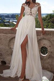 Sexy See through Lace Beach Wedding Gown Prom Dress