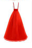 Red V-Neck Backless Long Tulle Prom Dresses Evening Dresses PM494