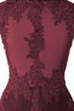 Burgundy Applique Long Mermaid Prom Dress PM570