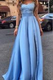 A Line Lace Appliques Sweetheart Floor-Length Prom Dresses