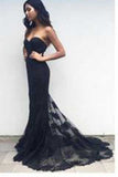 Mermaid Sexy Sweetheart Strapless Lace Sleeveless Evening Dresses