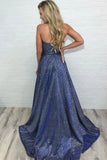 Stunning V-Neck Spaghetti Straps Side Split Evening Dress P1358