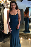 Sexy Mermaid Navy Blue Criss Cross Prom Dresses, Long Evening Dresses P1262