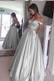 Pearl Pink A Line Off the Shoulder Sweetheart Pockets Long Prom Dress