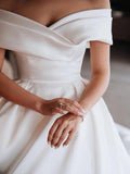 Ball Gown Off the Shoulder Satin White Sweetheart Wedding Dress W1210