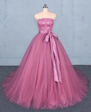 Princess Ball Gown Strapless Wedding Dress with Lace Quinceanera Dress W1136