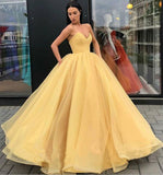 Sweetheart Strapless Yellow Long Modest Prom Gown Ball Gown Quinceanera Dress P1177